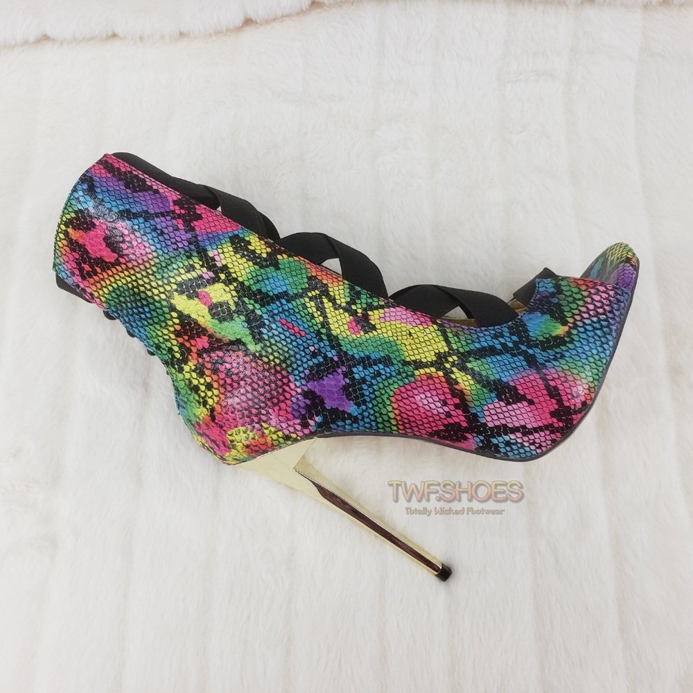 Colorful Rainbow Snake Bandage Ankle Boots